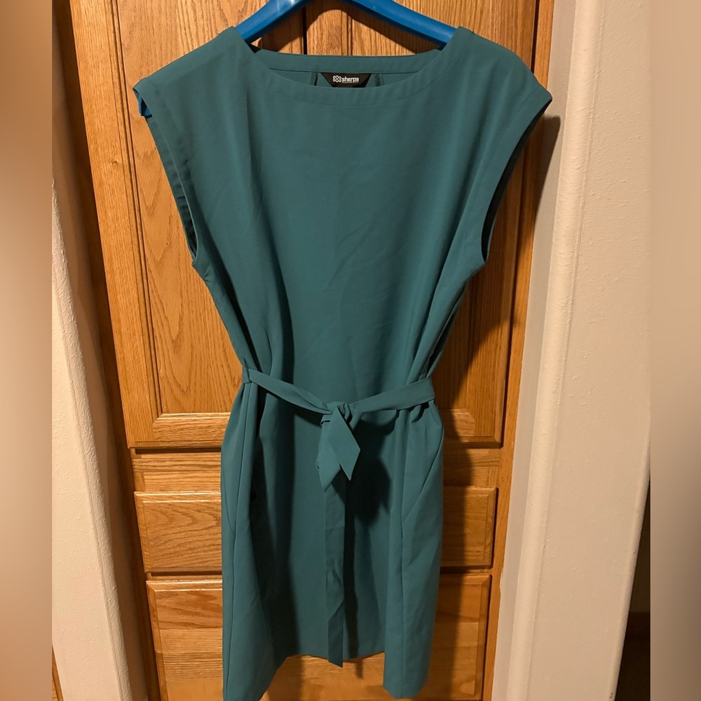 Sherpa Chic Teal Midi Dress with Belt